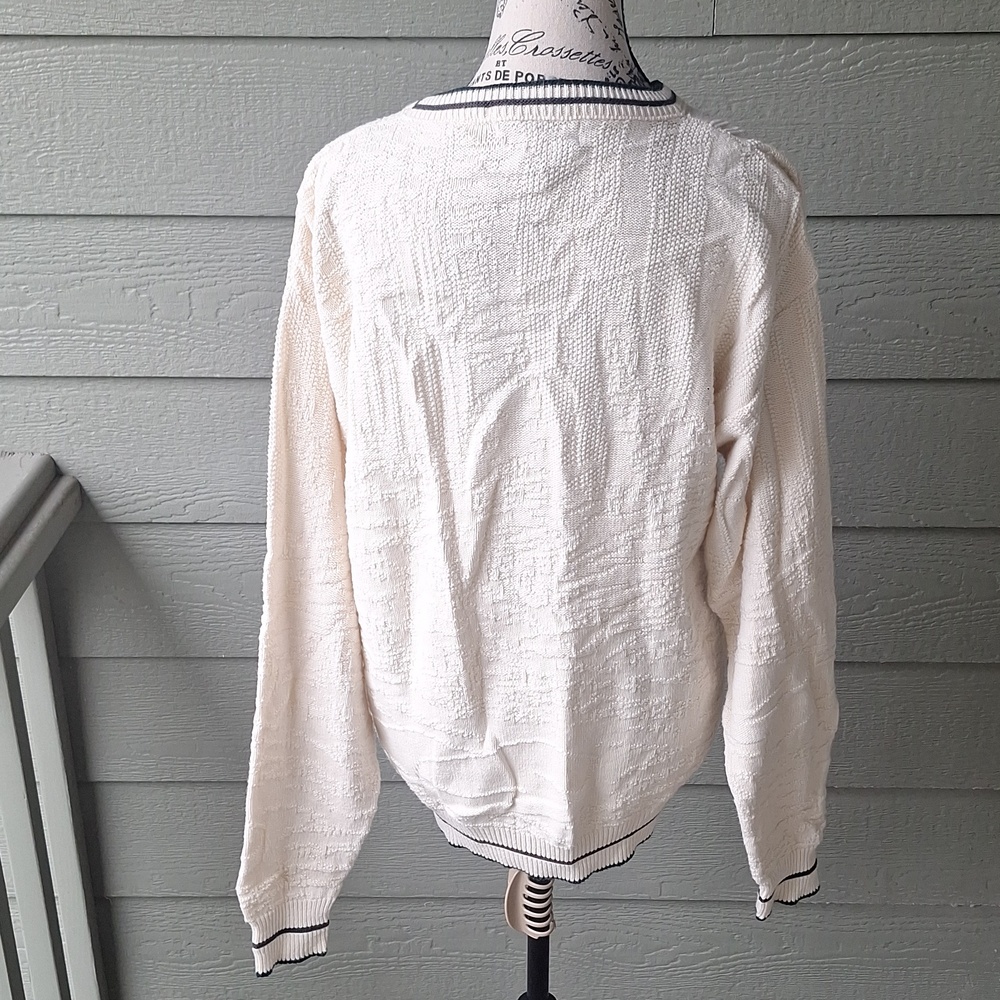 Vintage Fieldmaster Grandpa Embroidered Ringer Neck Sweater M Fishing Hunting - Picture 6 of 9